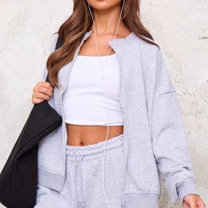 Grey Marl Zip Up Sweatshirt
