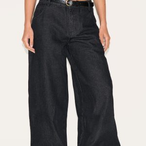 Raw Indigo Seam Detail Low Rise Baggy Jeans
