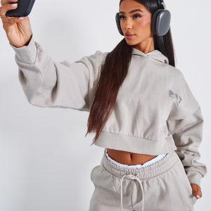Petite Premium Stone Printed Boxy Hoodie
