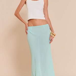 Aqua Sheer Chiffon Midaxi Skirt