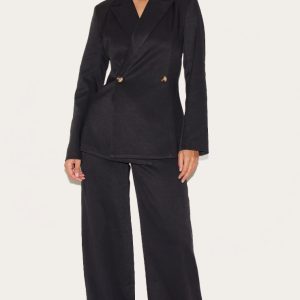 Black Premium Tailored Woven Wide Leg Trousers