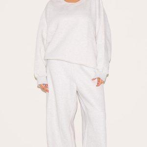 Plus Ash Grey Flared Split Hem Joggers