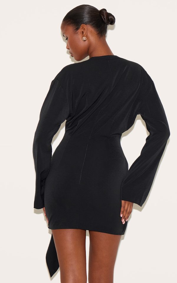 3f2c2bf8f4f2d8be1dafc916d1b4a46380e421a9_CNM1583_2_black_woven_plunge_wrap_shirt_dress-1