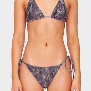 Brown Animal Printed Tie Side Bikini Bottoms