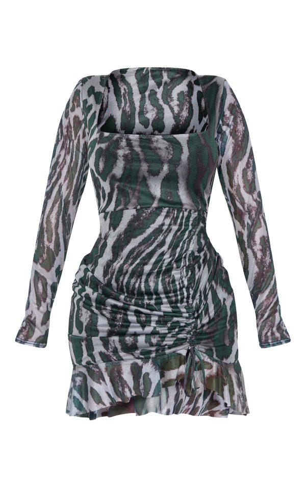 4022f4de2003e262548fcb6ca803f4930a4e9cf2_CNC8695_5_shape_green_abstract_print_mesh_long_sleeve_ruched_side_frill_hem_bodycon_dress
