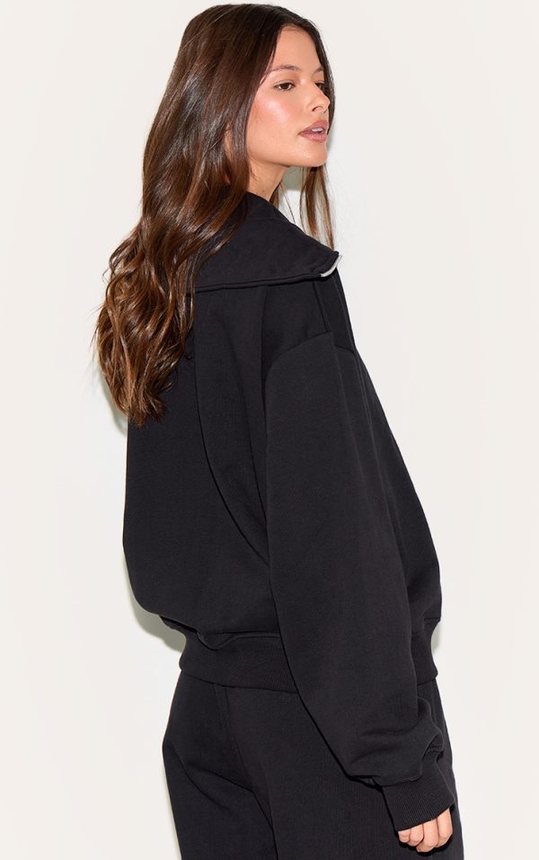 40281861231216477d1994eca42687f8d55ef9c9_CNM6489_2_black_premium_loopback_quarter_zip_foldover_sweatshirt