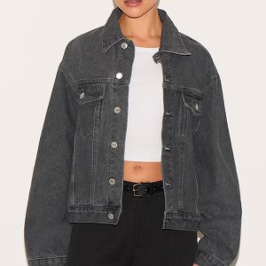 Grey Oversized Classic Denim Jacket