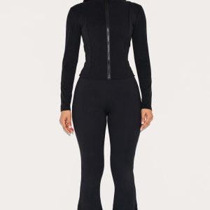 Petite Black Contour Sculpt Foldover Pants