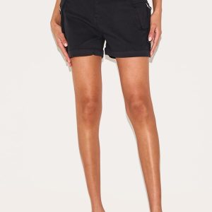Black Woven Twill Pocket Detail Cargo Shorts