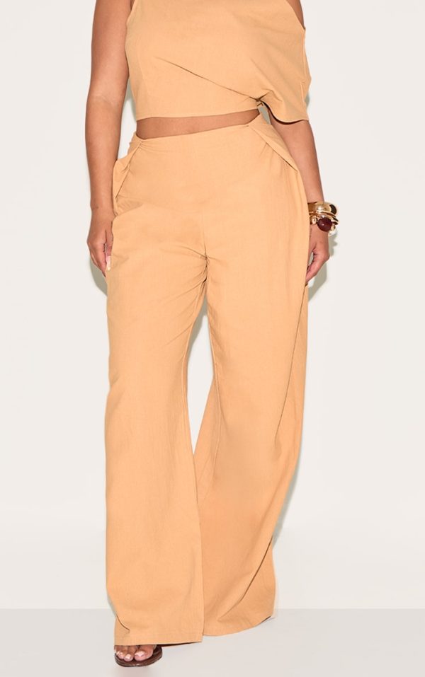 426a284f648359402bac8faa3615e0905de65bdd_CNM6340_2_shape_olive_linen_highwaisted_pleated_wide_leg_trousers