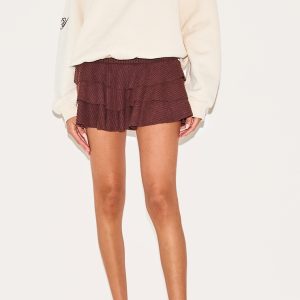 Chocolate Brushed Rib Rara Mini Skirt