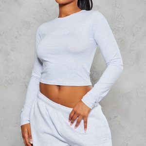 Grey Marl Embossed Studio Archives Long Sleeve T Shirt