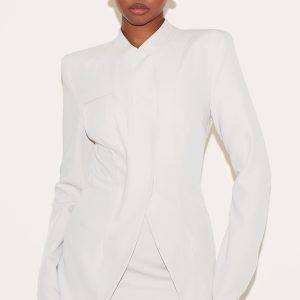 Clay Tailored Overlap Long Sleeve Bodycon Dress