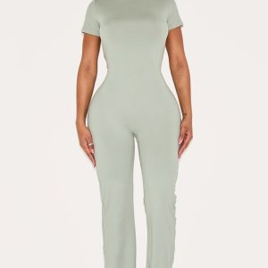 Shape Sage Green Sculpted Short Sleeve Jumpsuit