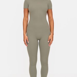 Olive Ultimate Sculpt Short Sleeved Unitard
