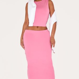 Shape Pink Sculpted Low Rise Maxi Skirt