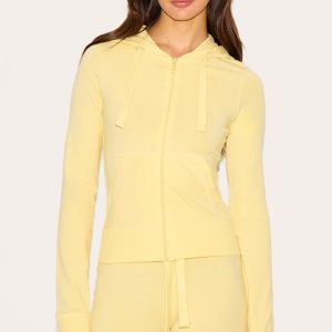 Butter Yellow Zip Up Fitted Track Top