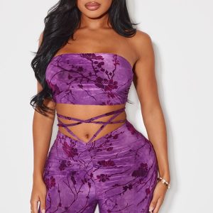 Shape Plum Devore Knot Front Bralet