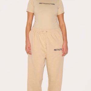 PRETTYLITTLETHING Plus Oatmeal High Waisted Cuffed Joggers