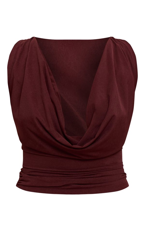 4511a8eae49004bf7fe4240f7c27fce5b3b5f455_CNN0202_5_chocolate_stretch_chiffon_cowl_neck_long_top