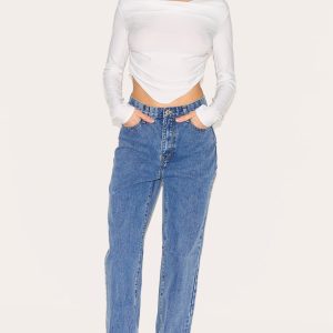 Vintage Wash Split Hem Jeans