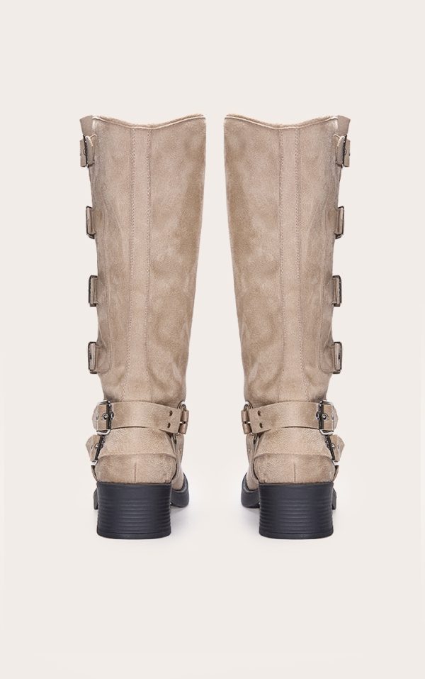 4571b90bde1a0d0489e7267f5681cdf0850223f7_CNL7572_3_cream_faux_suede_round_toe_multi_buckle_harness_knee_high_boots