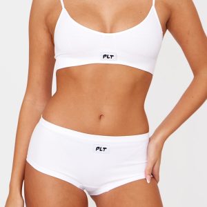 PRETTYLITTLETHING White Woven Badge Seamless Brief