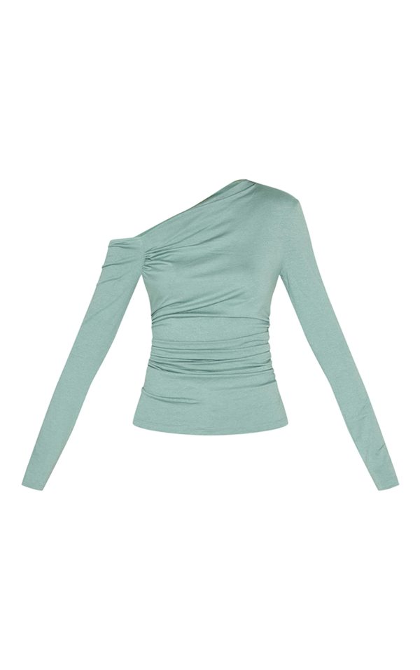45a1fea4b7cc02936eca953e393db405b9ba3815_CNM3780_5_olive_soft_cotton_asymmetric_ruched_long_sleeve_top