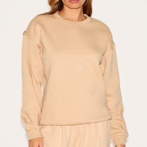 Sand Oversized Plain Fit Sweatshirt