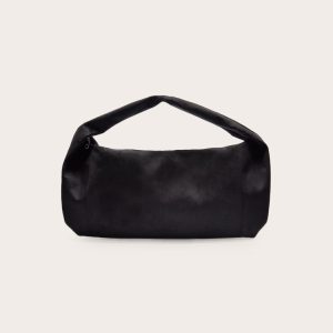 Black Oversized Faux Suede Tote Bag