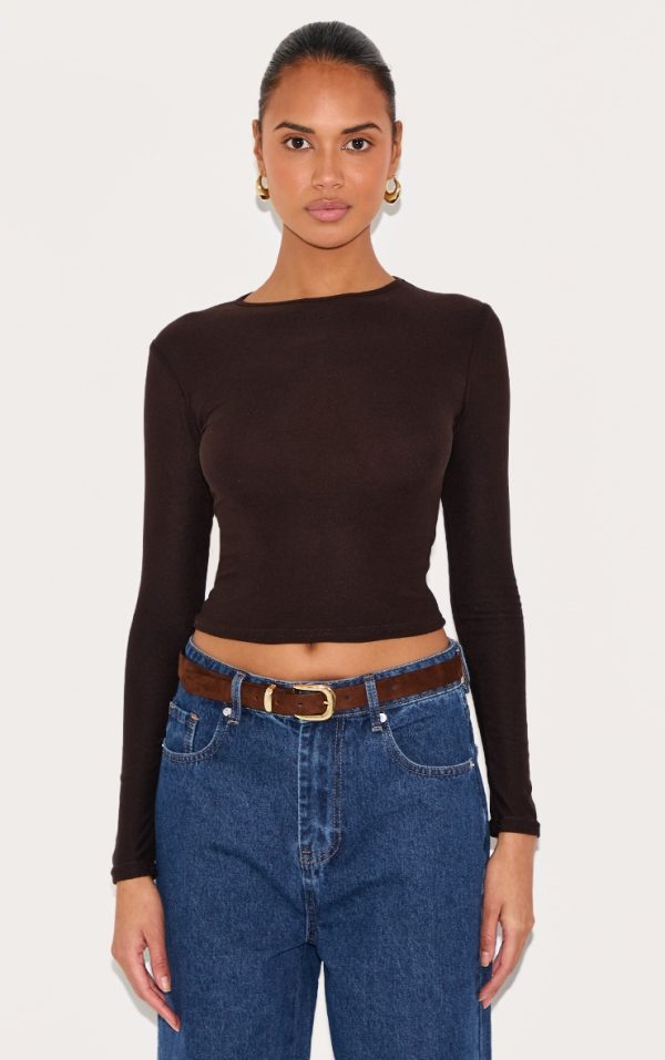 471b173ef8468df77603ae3f55f5edfbd43b7878_CNH5391_1_chocolate_soft_touch_longline_sleeve_top