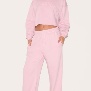 PRETTYLITTLETHING Tall Washed Pink Extreme Oversized Drawstring Wide Leg Joggers