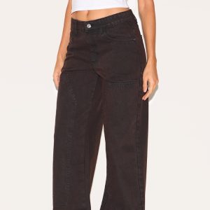 Dark Chocolate Carpenter Style Cargo Pocket Jeans
