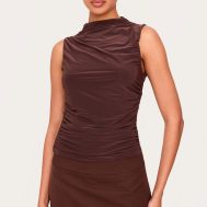 48b27a44097256aa6430827a0a7c2482ba32396b_CNM1498_1_chocolate_double_layer_slinky_ruched_detail_long_top-1