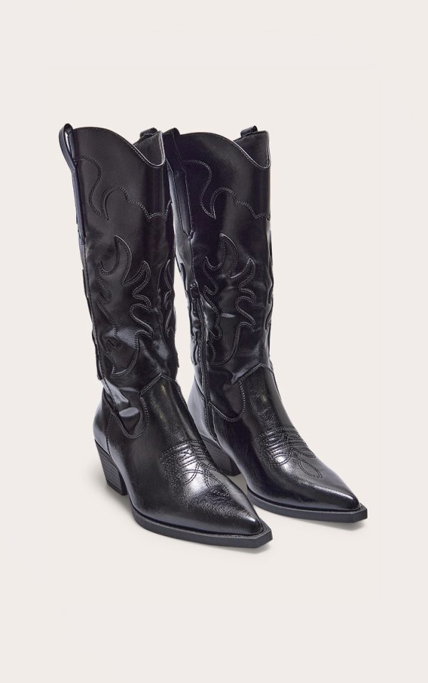 4901687e295db9eba42a9f3b832d77cb2a3f7b06_CNH3140_2_black_pu_point_toe_low_block_heel_stitched_western_boots