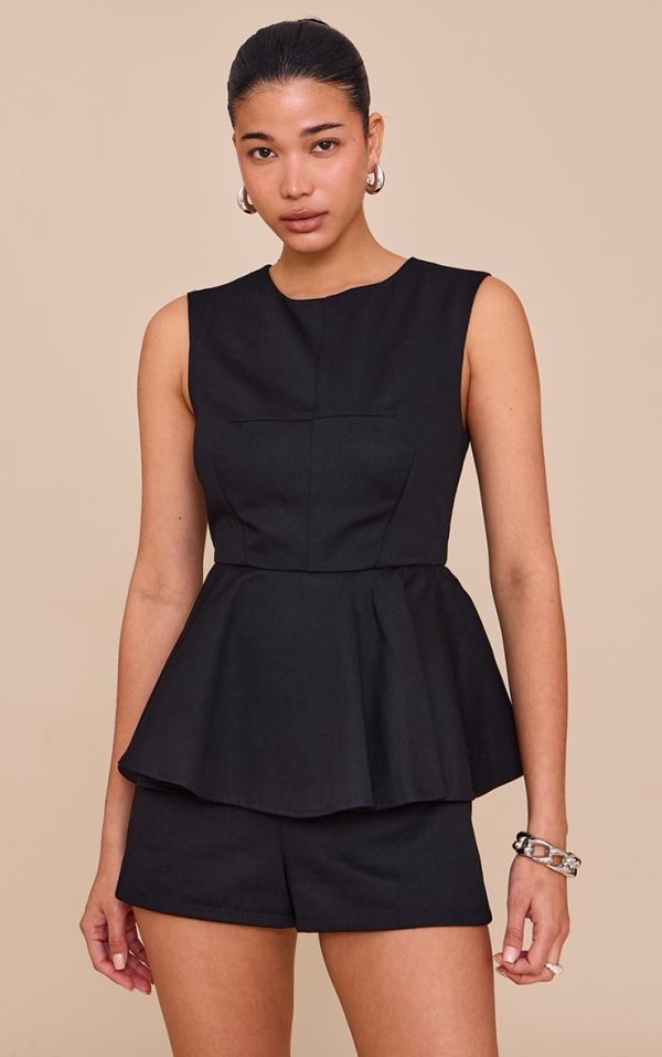 491e585951aef90323a0abc774e91b880ef047a0_CNM7286_1_black_cotton_peplum_skort_playsuit