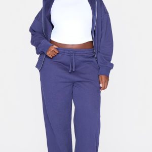 Plus Navy Premium Wide Leg Sweat Joggers
