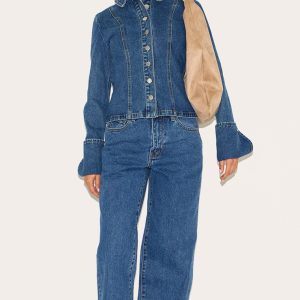 Petite Mid Blue Wash Straight Leg Mid Rise Jean