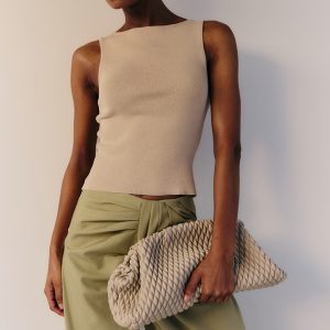 Oatmeal Fine Knit Boat Neck Top