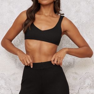 Black Knitted Ribbed Bralet