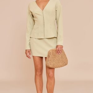 Petite Soft Olive Mid Rise Mini Skirt