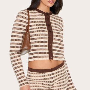 Chocolate Stripe Knitted Cardigan