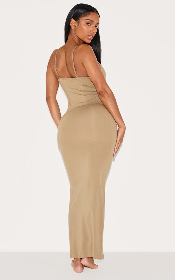 4c02e8ccaea0586dacc59e7c1d812ae75d09dd53_CNL9495_2_shape_dark_olive_stretch_seamless_strappy_maxi_dress