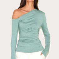 4c4136bf52acb741af2a4739a17ded7c300b2c77_CNM3780_1_olive_soft_cotton_asymmetric_ruched_long_sleeve_top-1