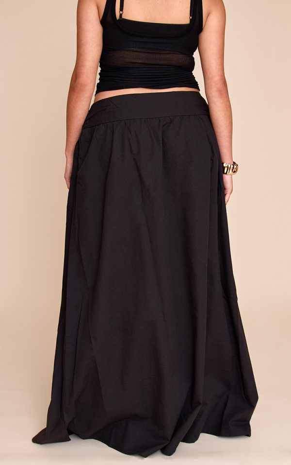 4c7a3aca7e592180d8c2438d4362310277ccdd98_CNM4116_3_plus_black_cotton_ruched_waist_maxi_skirt