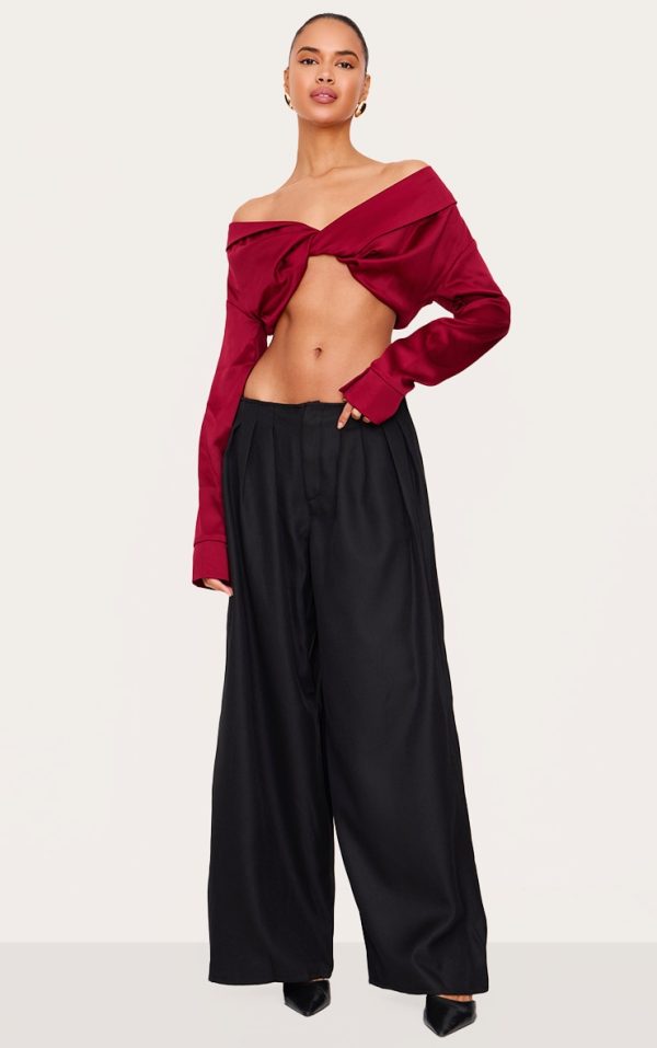 4e3a97fc41d98d6de2408d48b5cbdbf5076da53a_CNL6015_3_burgundy_satin_bardot_twist_front_crop_blouse