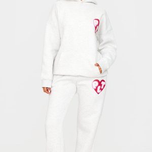 Petite Ash Grey Graphic Detail Cuffed Joggers