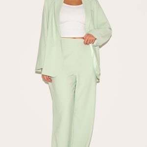 Plus Sage Tailored Wide Leg Trouser