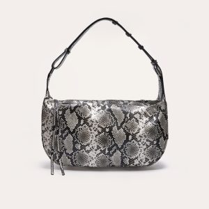 Snake Print Oversized Pu Slouchy Shoulder Bag