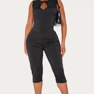 Shape Black Stretch Woven Pintuck Capri Pants